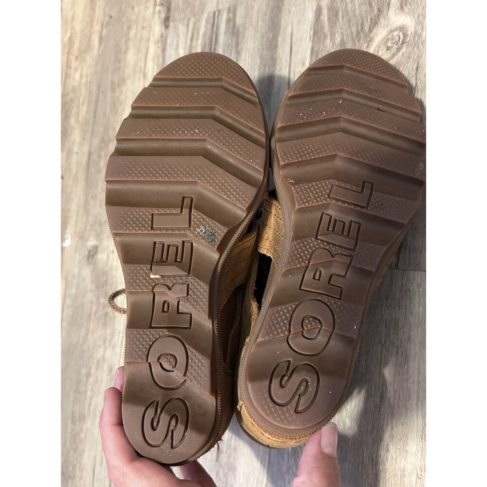SOREL JOANIE II TAN Leather BROWN LACE WEDGE SANDALS Sz 7.5 - Picture 9 of 9